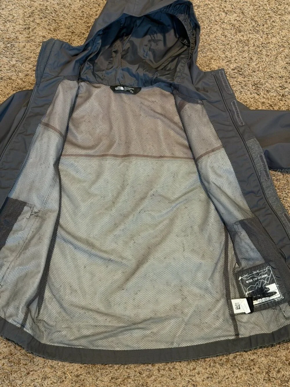 The North Face Boys Small Black Gray Rain Jacket Coat - Picture 7 of 11